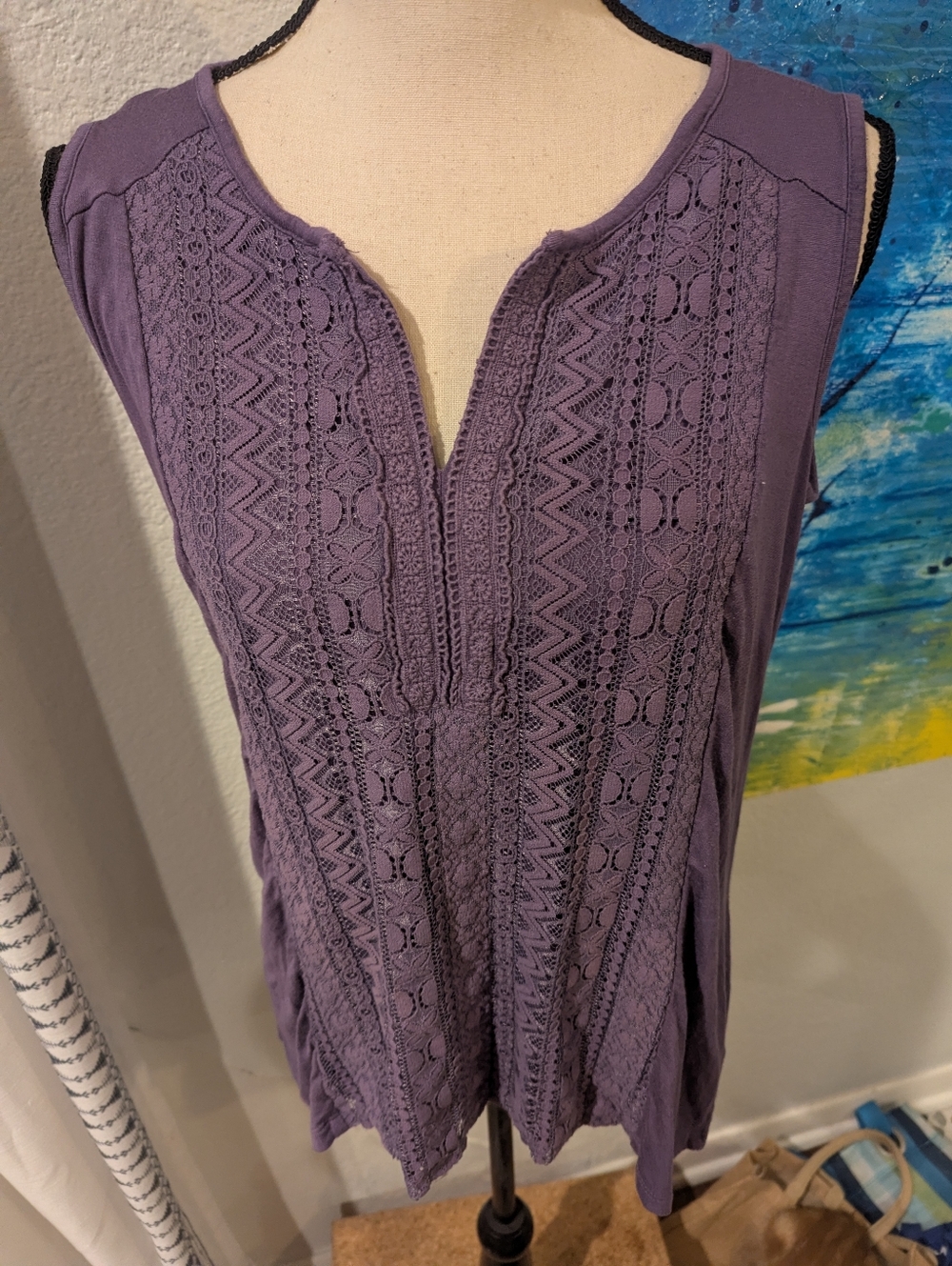 RXB bohostyle lavender Crochet Detail Sleeveless Tunic